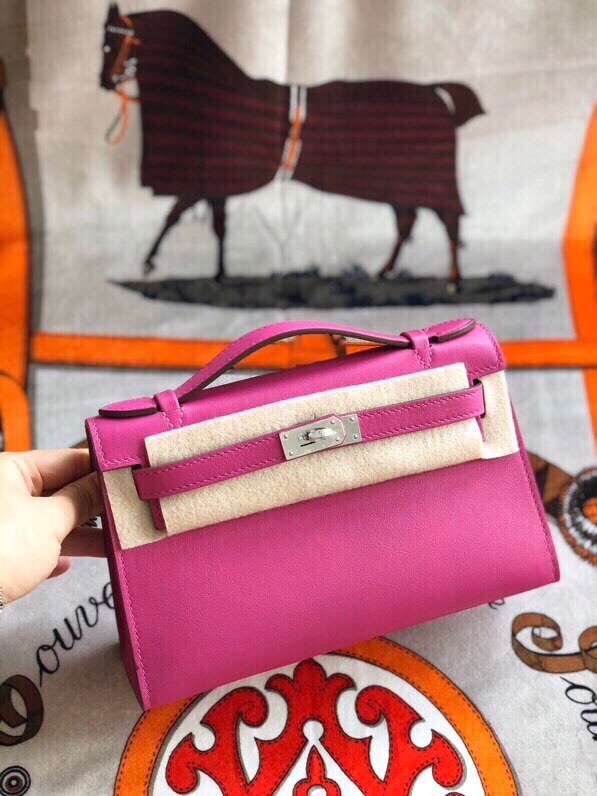 에르메스 미니 켈리백22 로즈퍼플 은장 스위프트